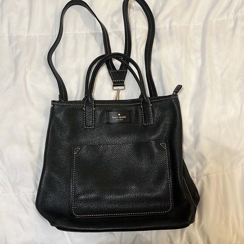 Kate Spade Black Pebbled Leather Adjustable Backpack